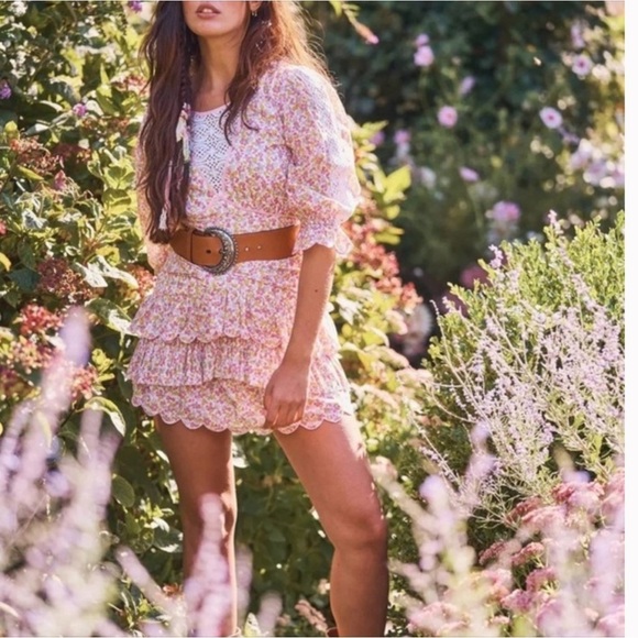 LoveShackFancy Marquise Mini Floral Dress in Fruity Punch Size 2 - Picture 4 of 11